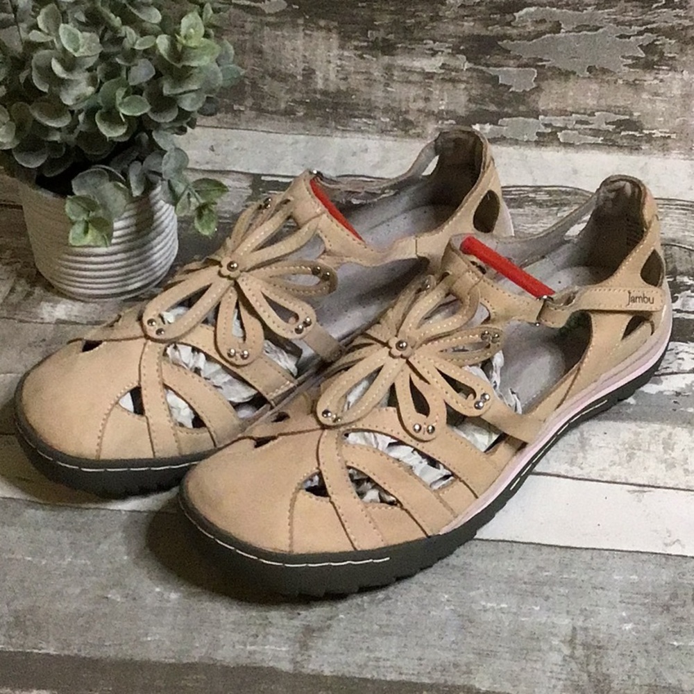 Jambu Memory Foam Velcro Sandals Sz 9.5